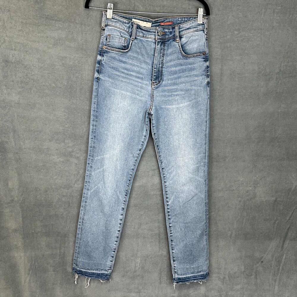 Anthropologie Pilcro Jeans Womens 29 Blue High Rise Cigarette Raw Hem Stretch